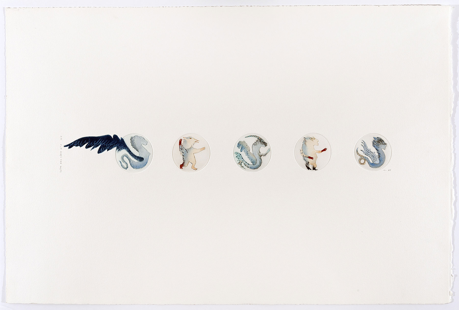 Anne Petrequin, Suite des cinq, n° I, II, III, IV, V, 1985. Collection macLYON