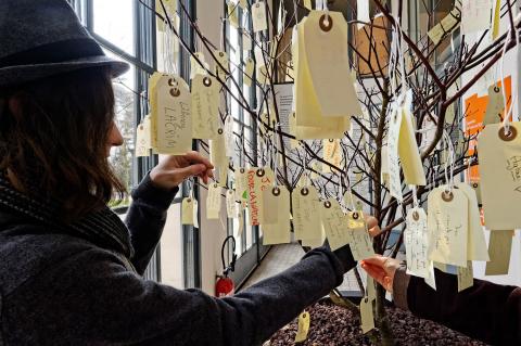 Vue d'exposition Yoko Ono Wish Tree