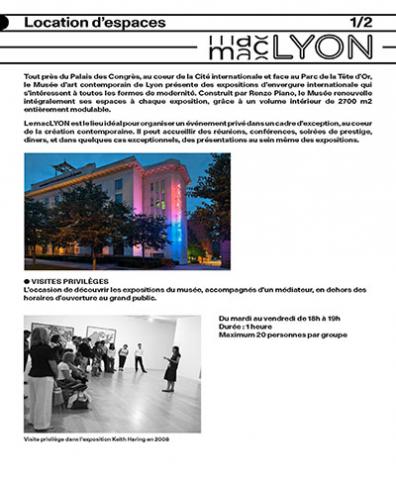 Présentation des espaces pour locations et privatisations
